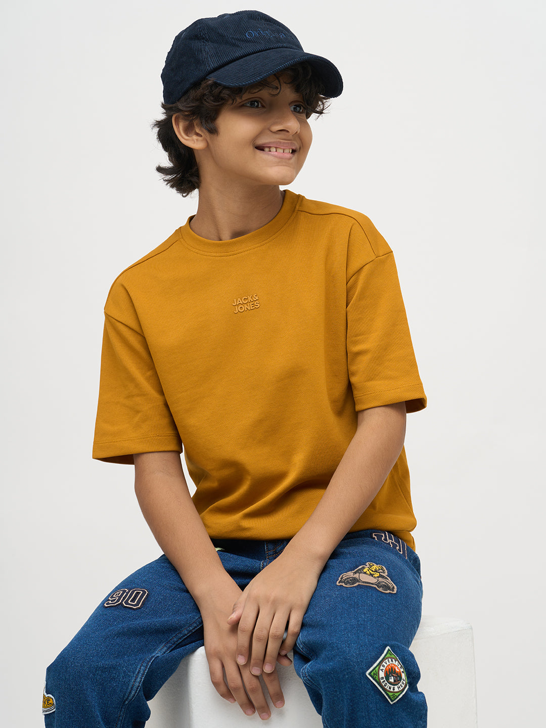 Boys Logo Text Print T-shirt - Mustard