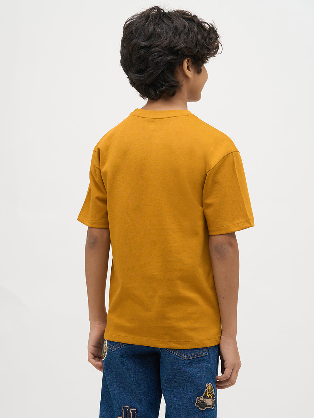 Boys Logo Text Print T-shirt - Mustard