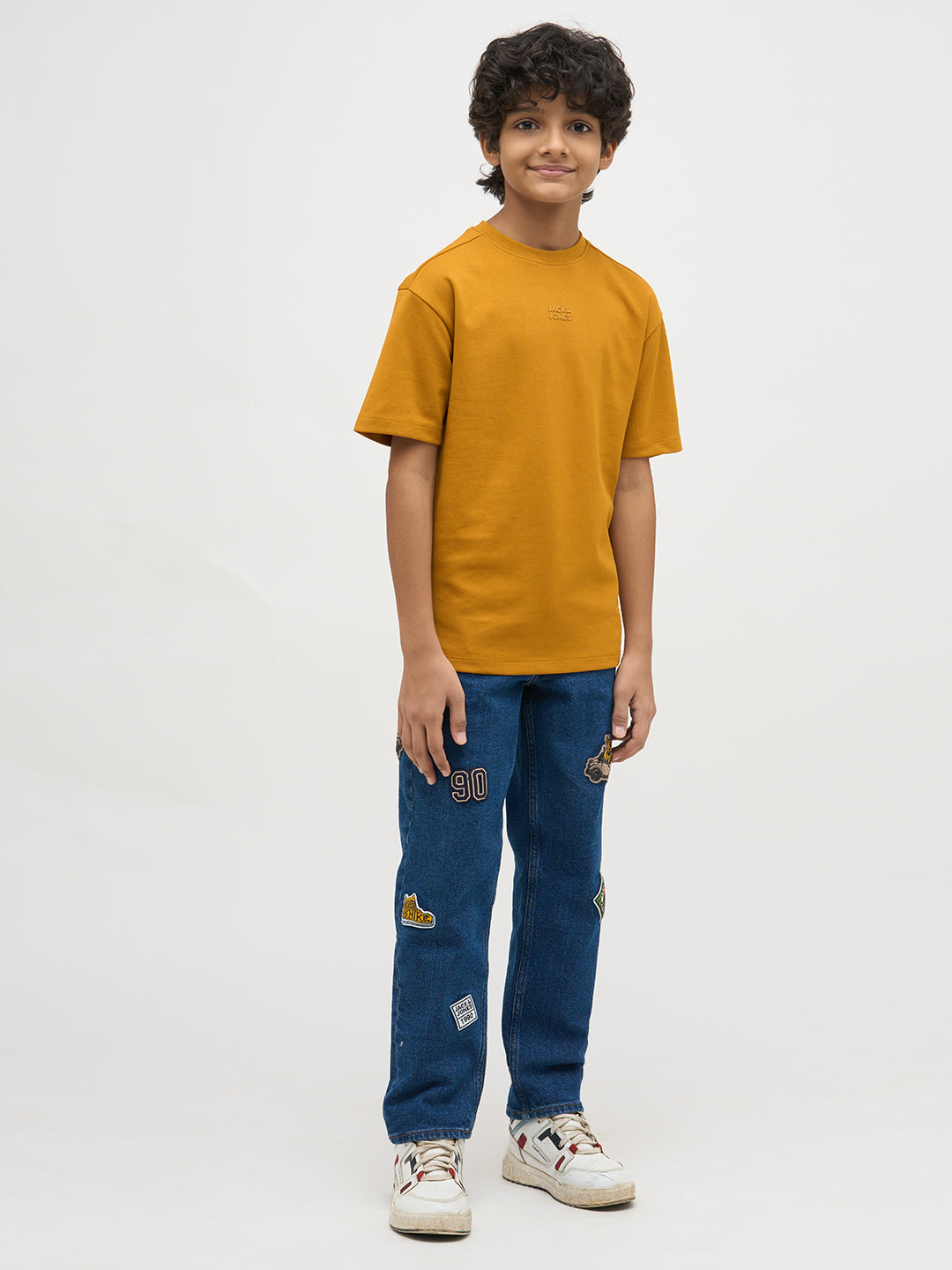 Boys Logo Text Print T-shirt - Mustard