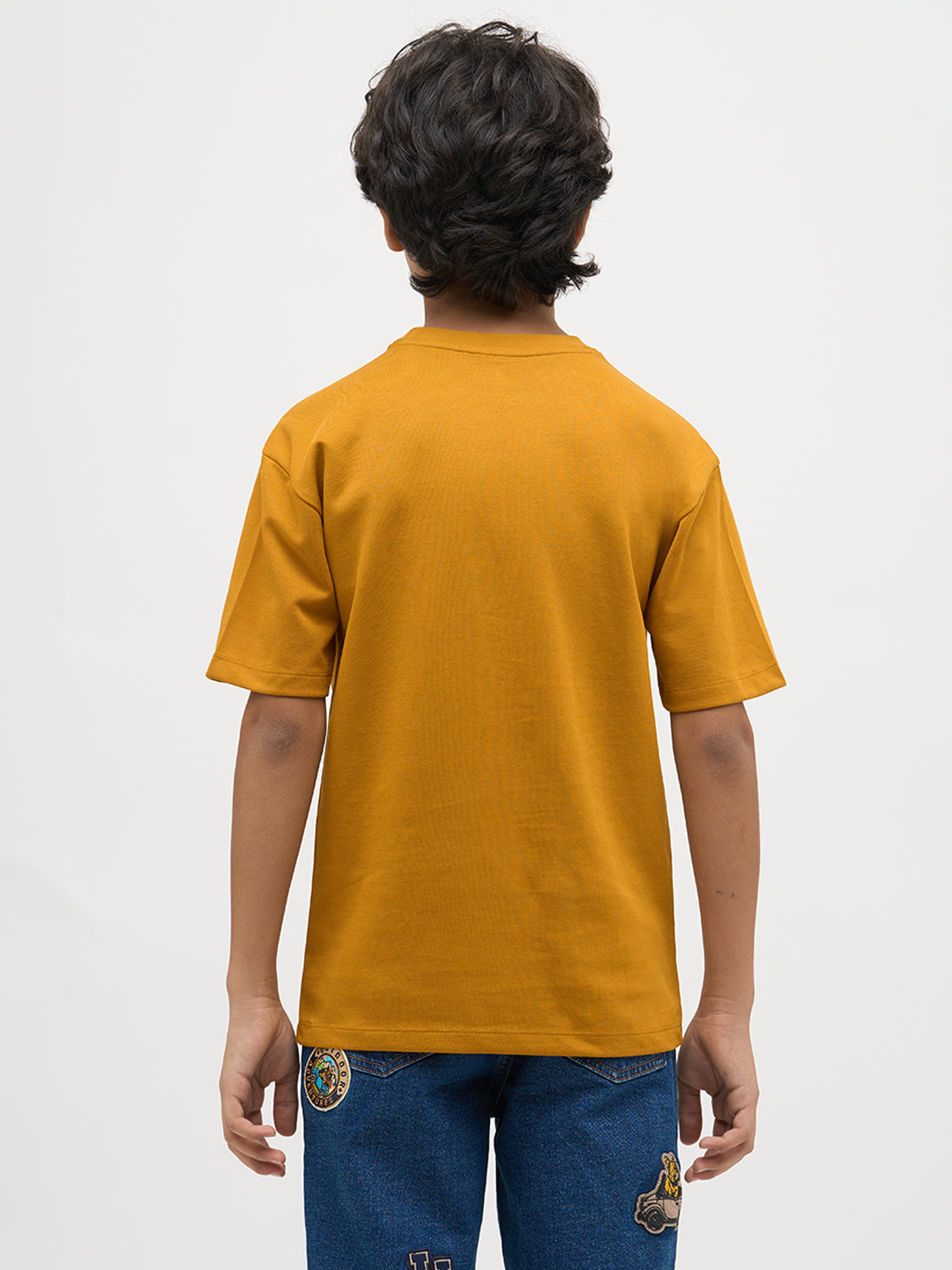 Boys Logo Text Print T-shirt - Mustard