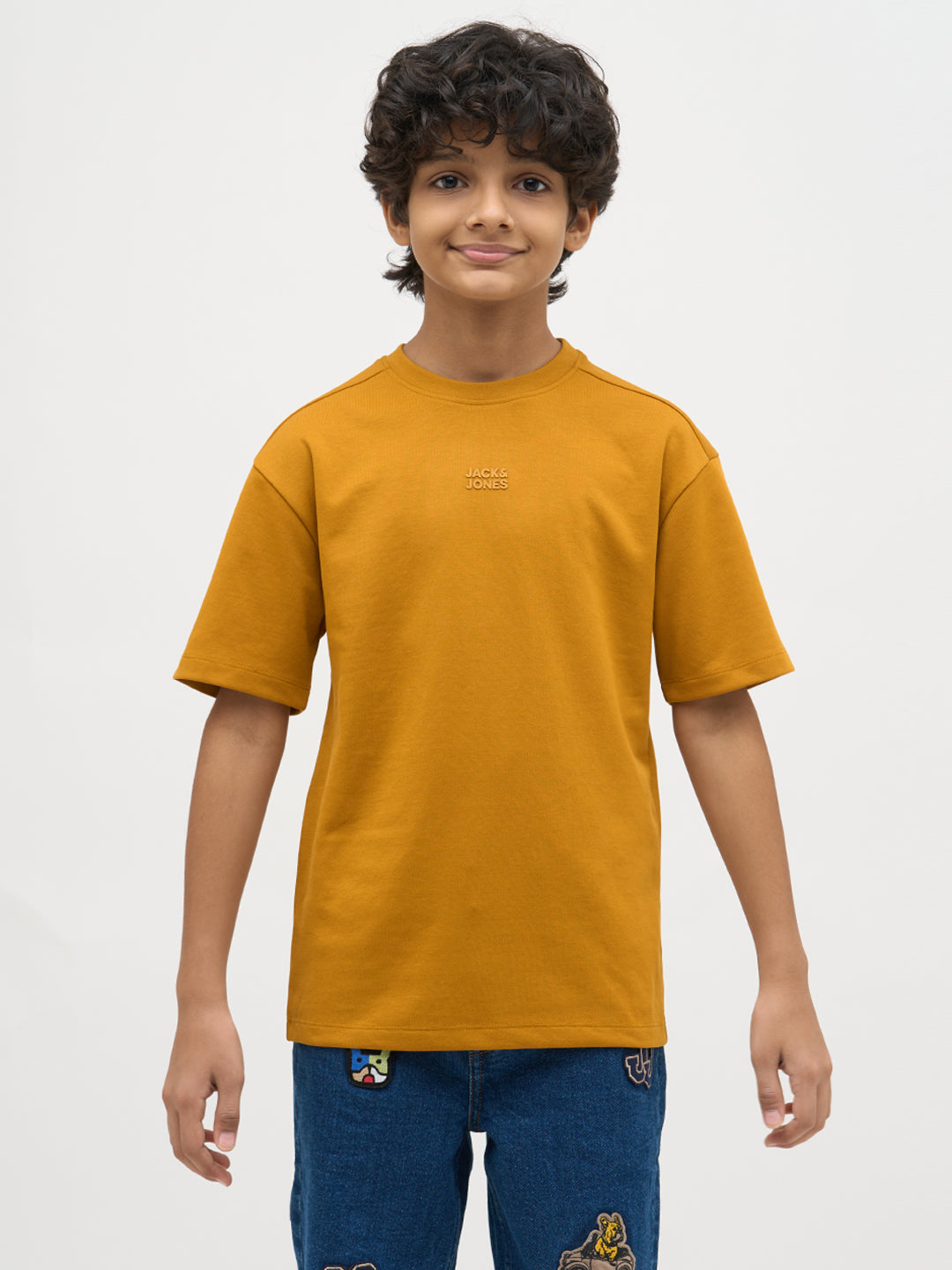 Boys Logo Text Print T-shirt - Mustard