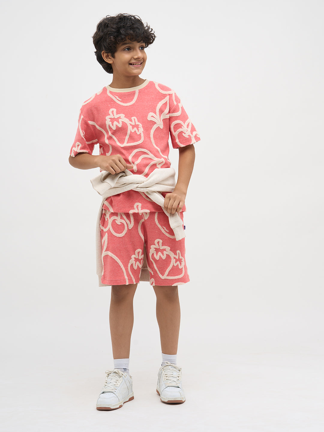 Pink Jacquard Cotton Shorts