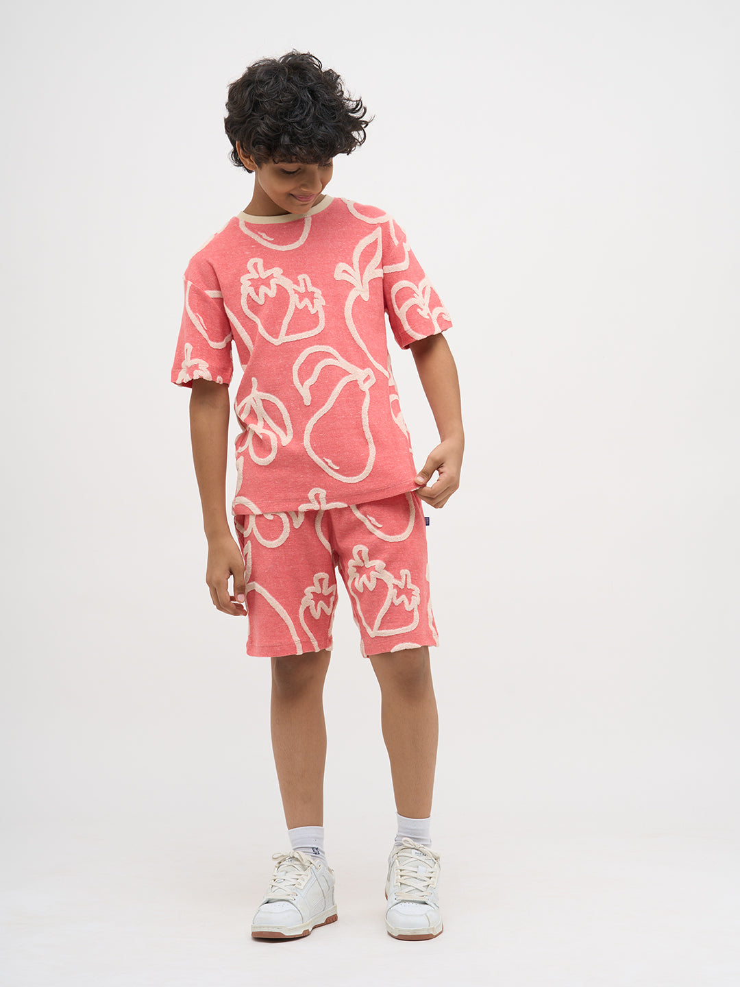 Pink Jacquard Cotton Shorts