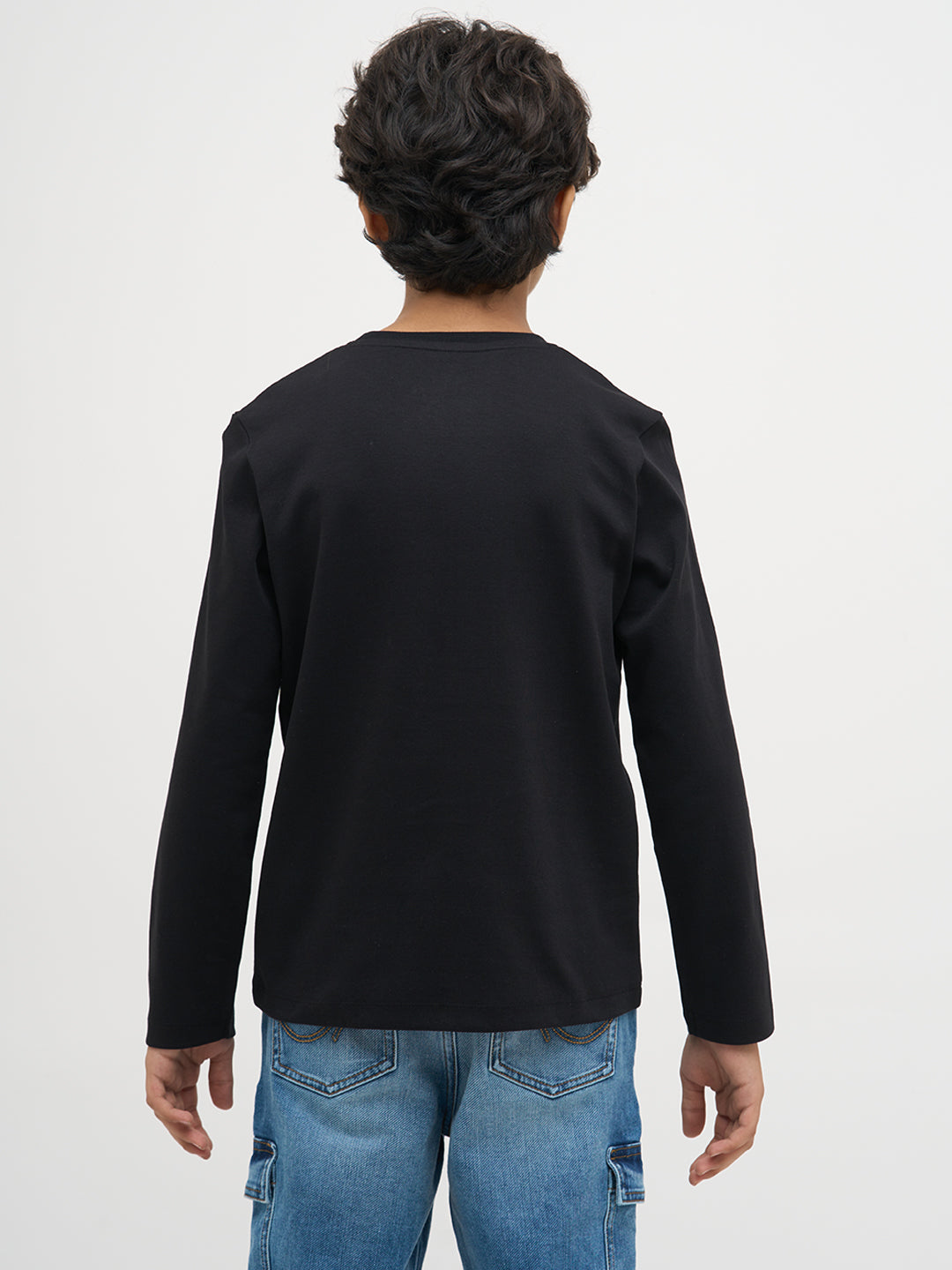 Black Printed Full Sleeves T-Shirt