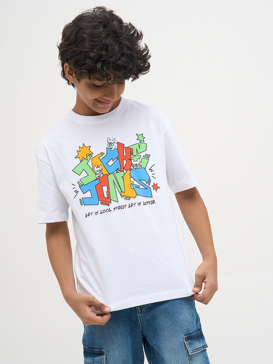 White Typographic Cotton T-Shirt