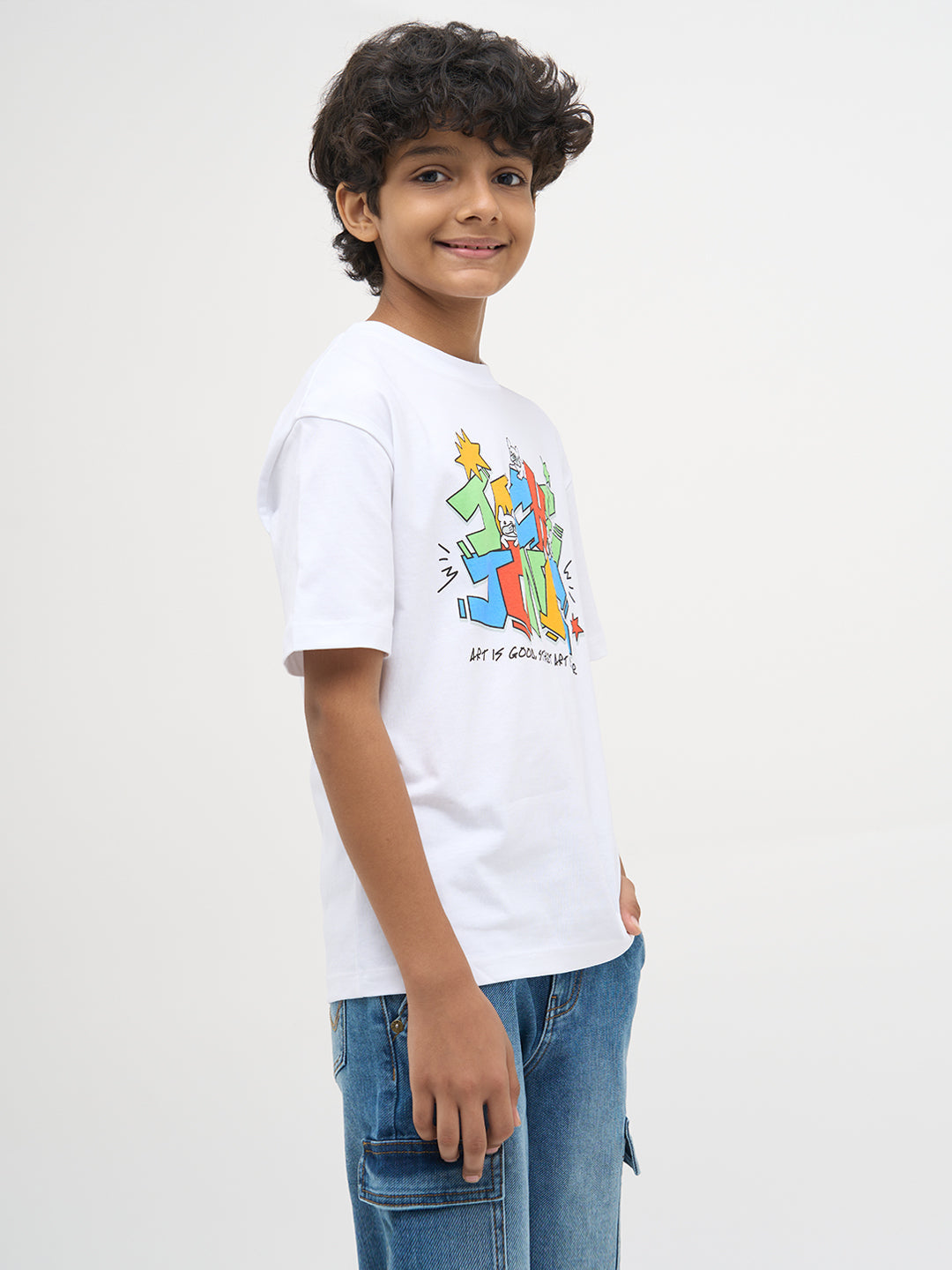 White Typographic Cotton T-Shirt