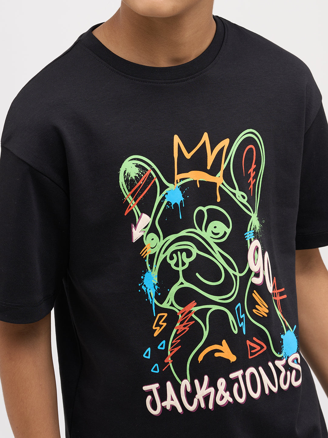 Boys Printed Cotton T-shirt - Black