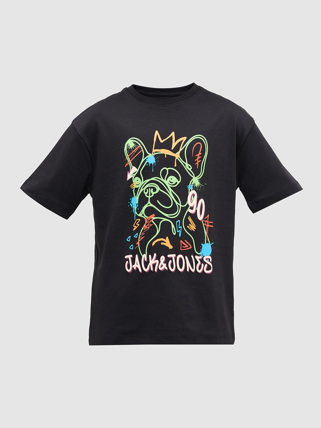 Boys Printed Cotton T-shirt - Black