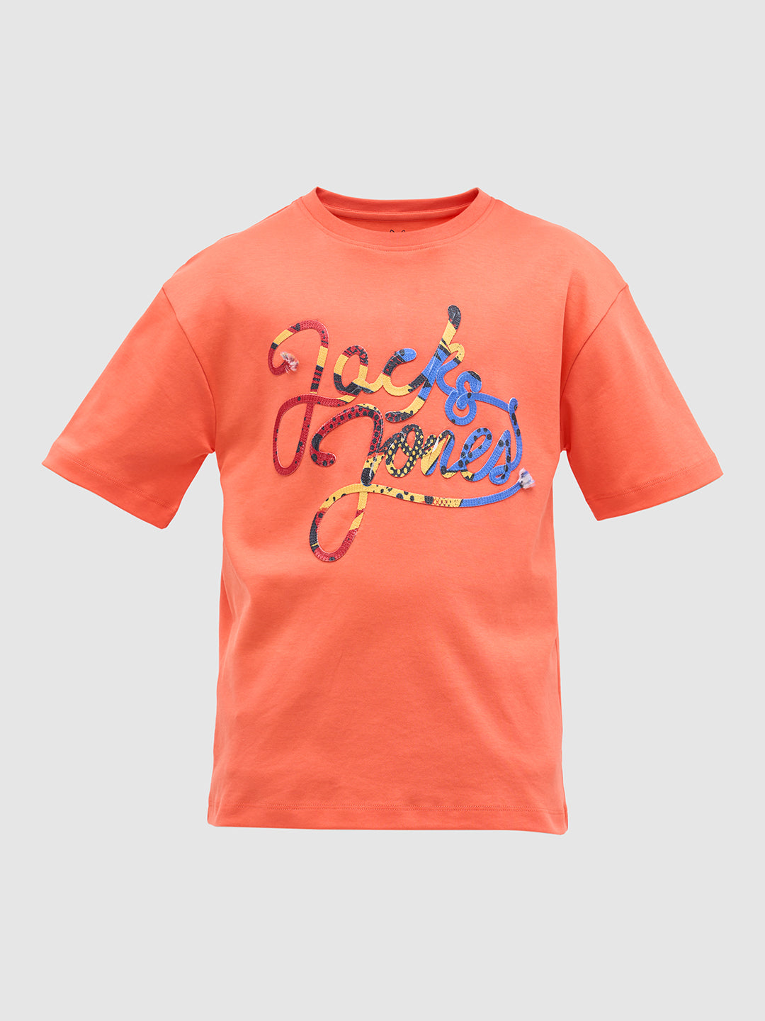 Orange Embroidered Cotton T-Shirt