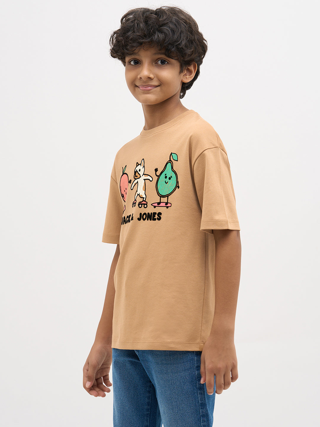 Brown Embroidered Print T-Shirt