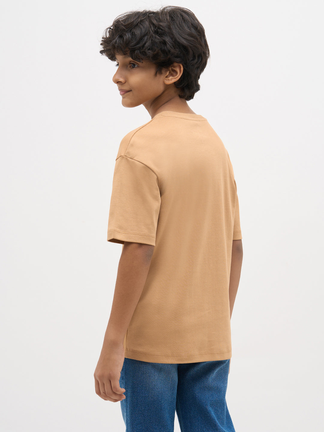 Brown Embroidered Print T-Shirt