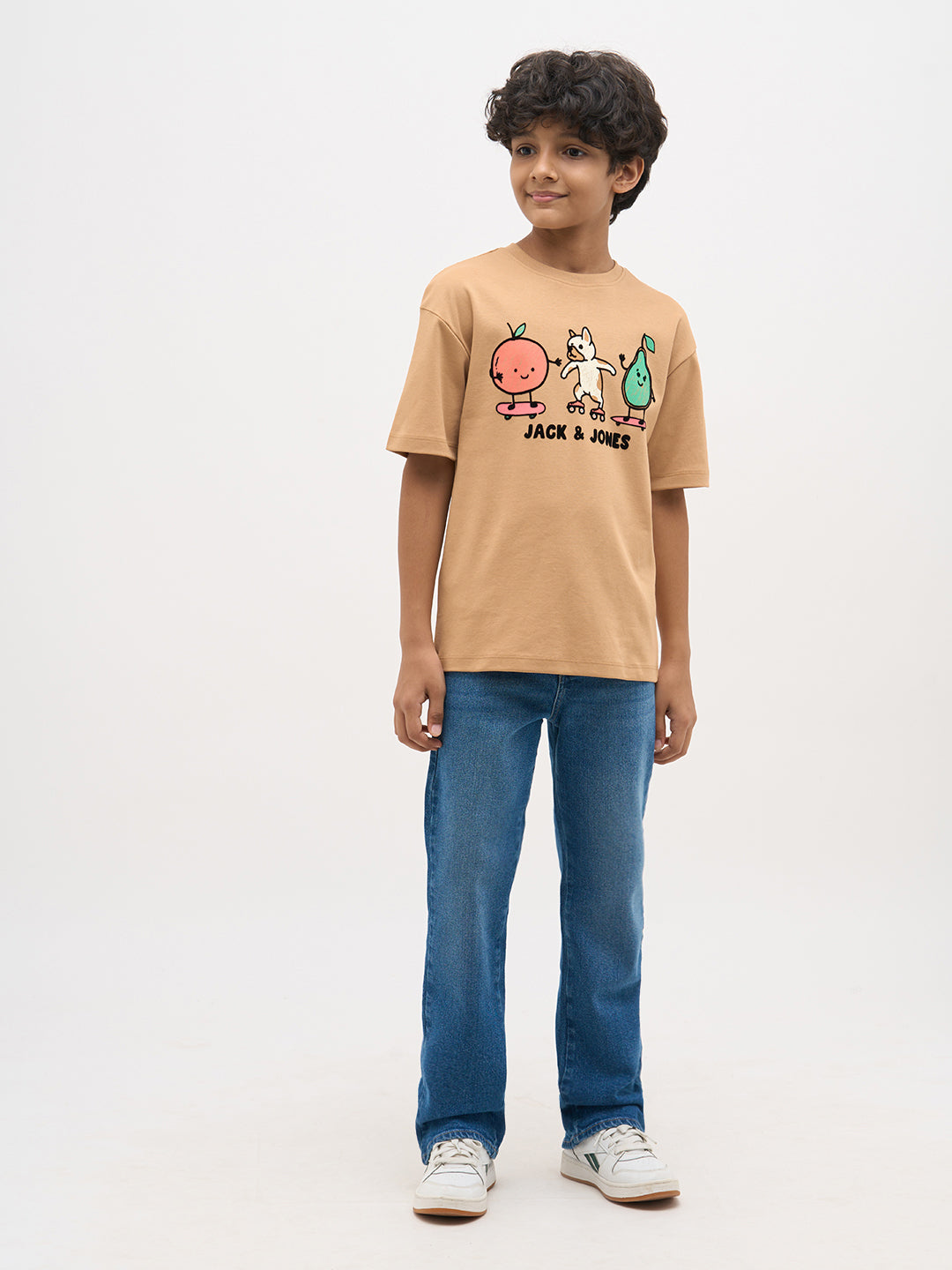Brown Embroidered Print T-Shirt