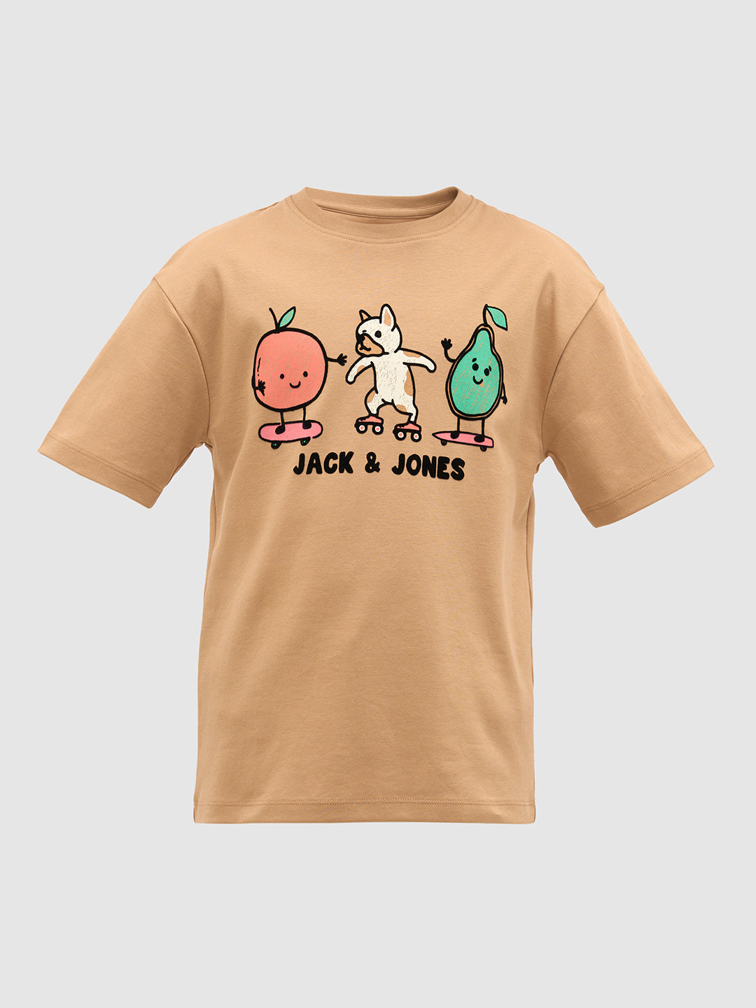 Brown Embroidered Print T-Shirt