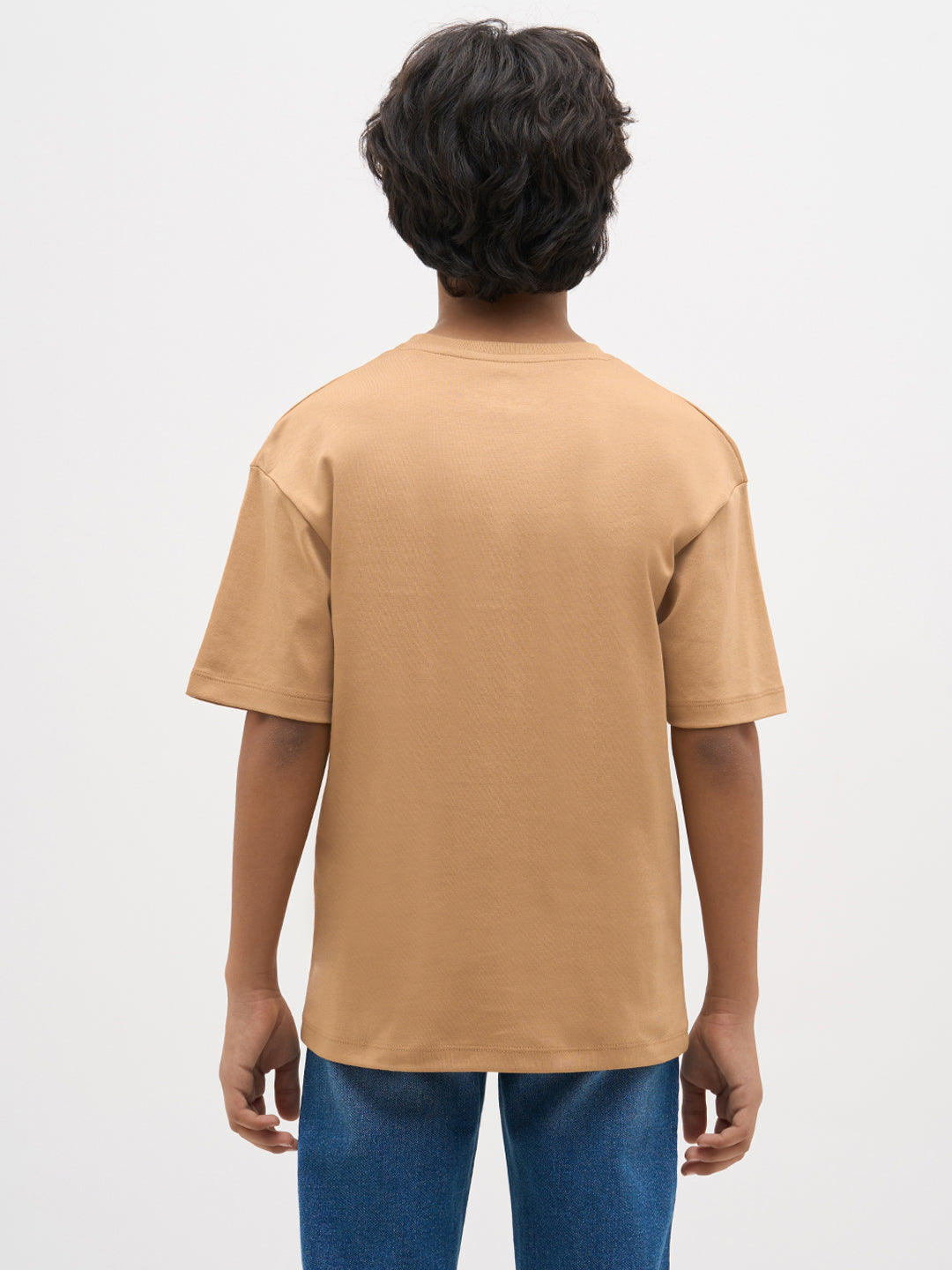 Brown Embroidered Print T-Shirt