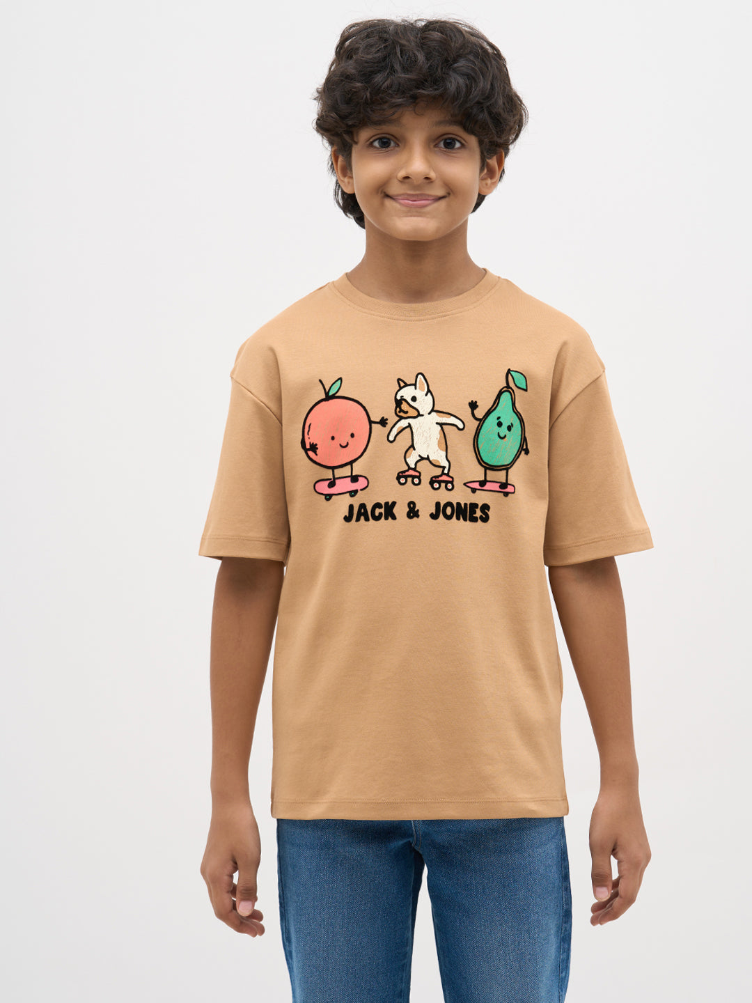 Brown Embroidered Print T-Shirt