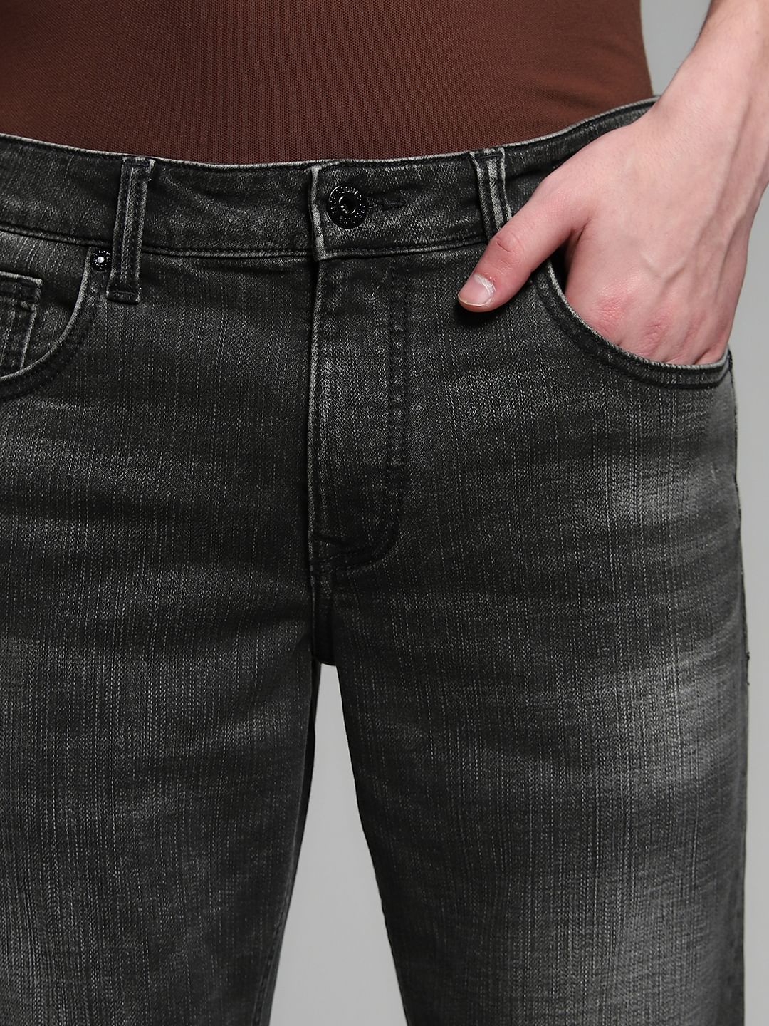 Olive Green Brak Slim Fit Cropped Jeans