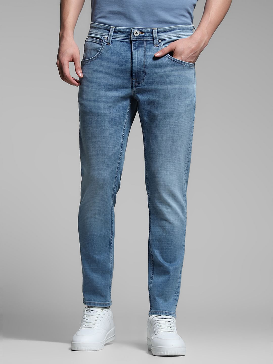 Light Blue Brak Slim Fit Cropped Jeans