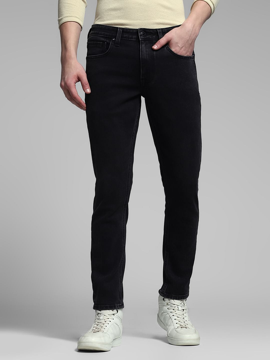 IP5 ジャン=ジャック・べネックスJEAN-JACK BEINEIX Black Mid Rise Brak Slim Fit Jeans
