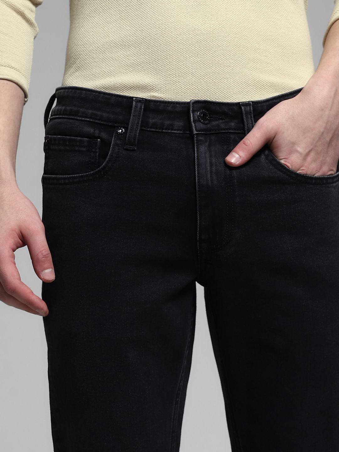 Black Mid Rise Brak Slim Fit Jeans