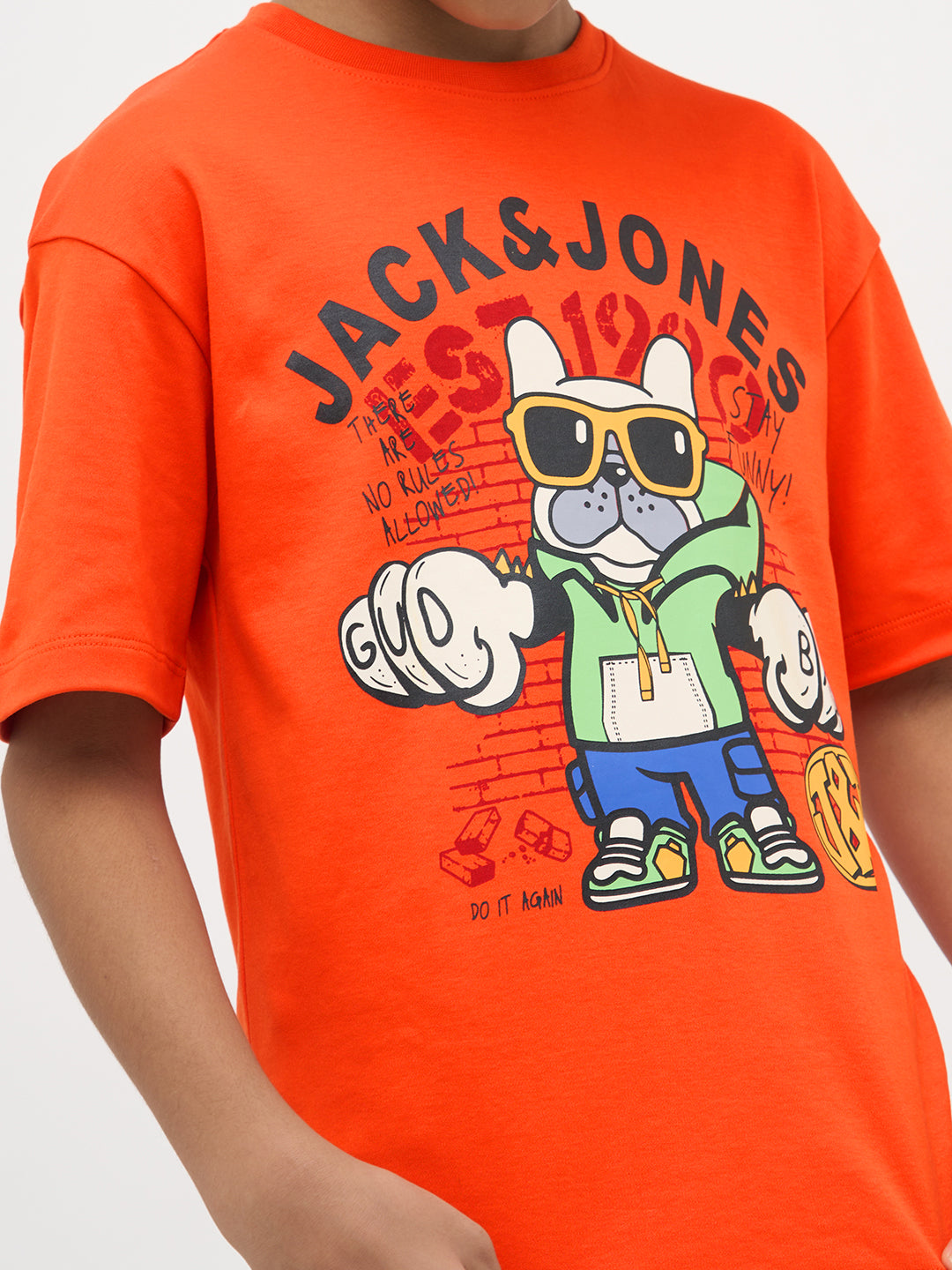 Orange Printed Cotton T-Shirt