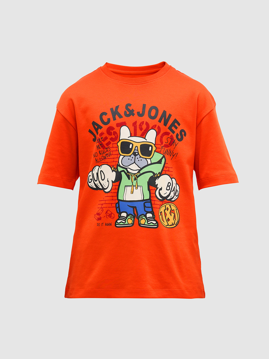 Orange Printed Cotton T-Shirt