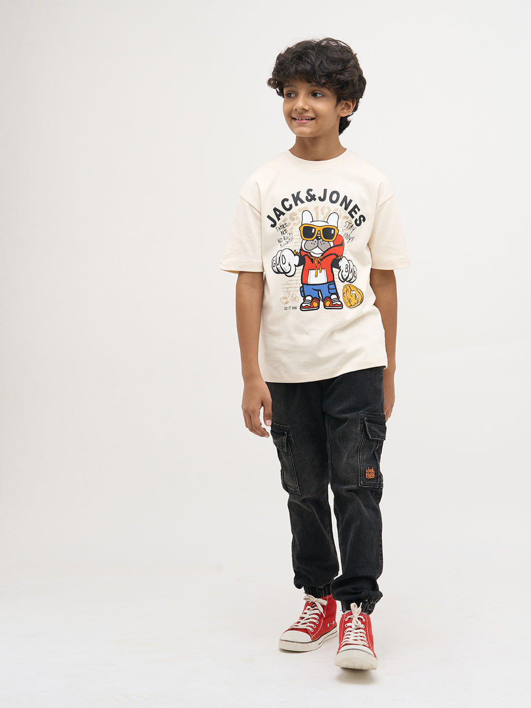 Cream Doggo Print Cotton T-Shirt