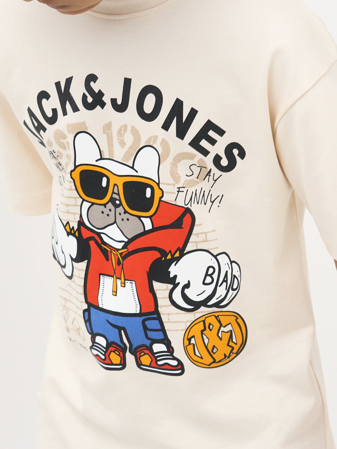 Cream Doggo Print Cotton T-Shirt