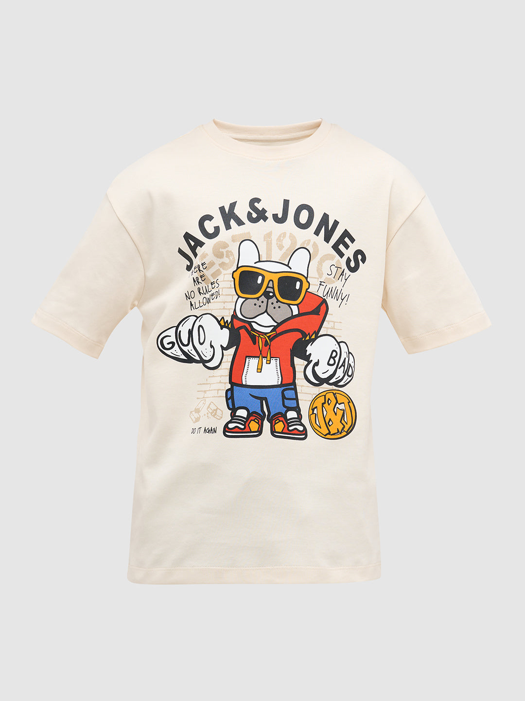 Cream Doggo Print Cotton T-Shirt