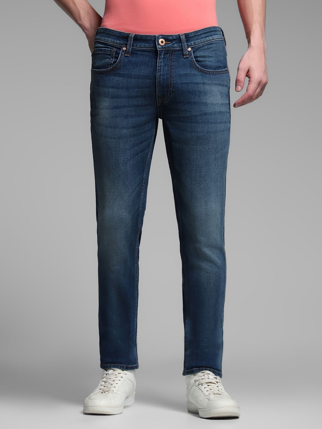 Blue Brak Slim Fit Cropped Jeans