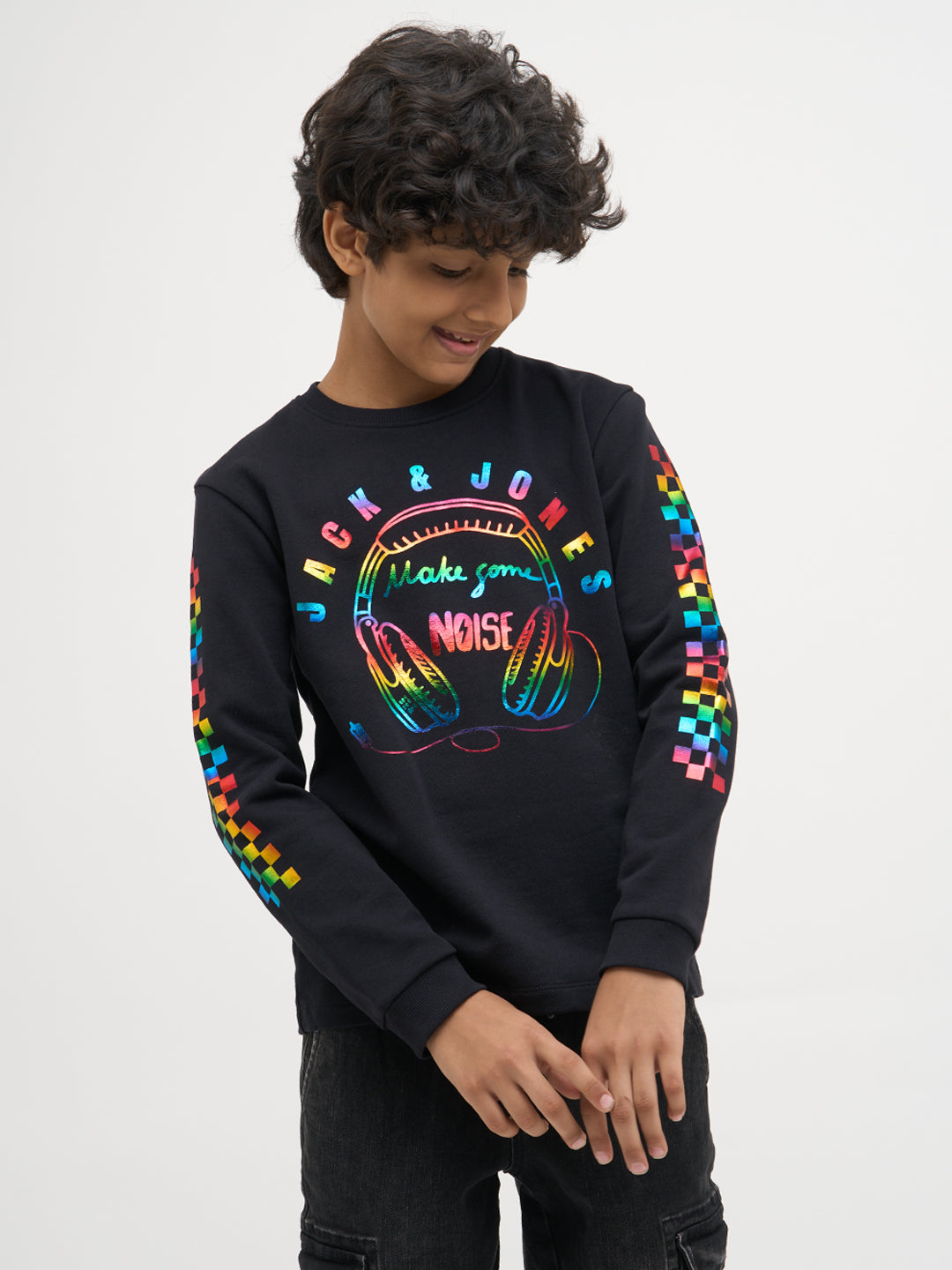 Black Printed Full Sleeves T-Shirt