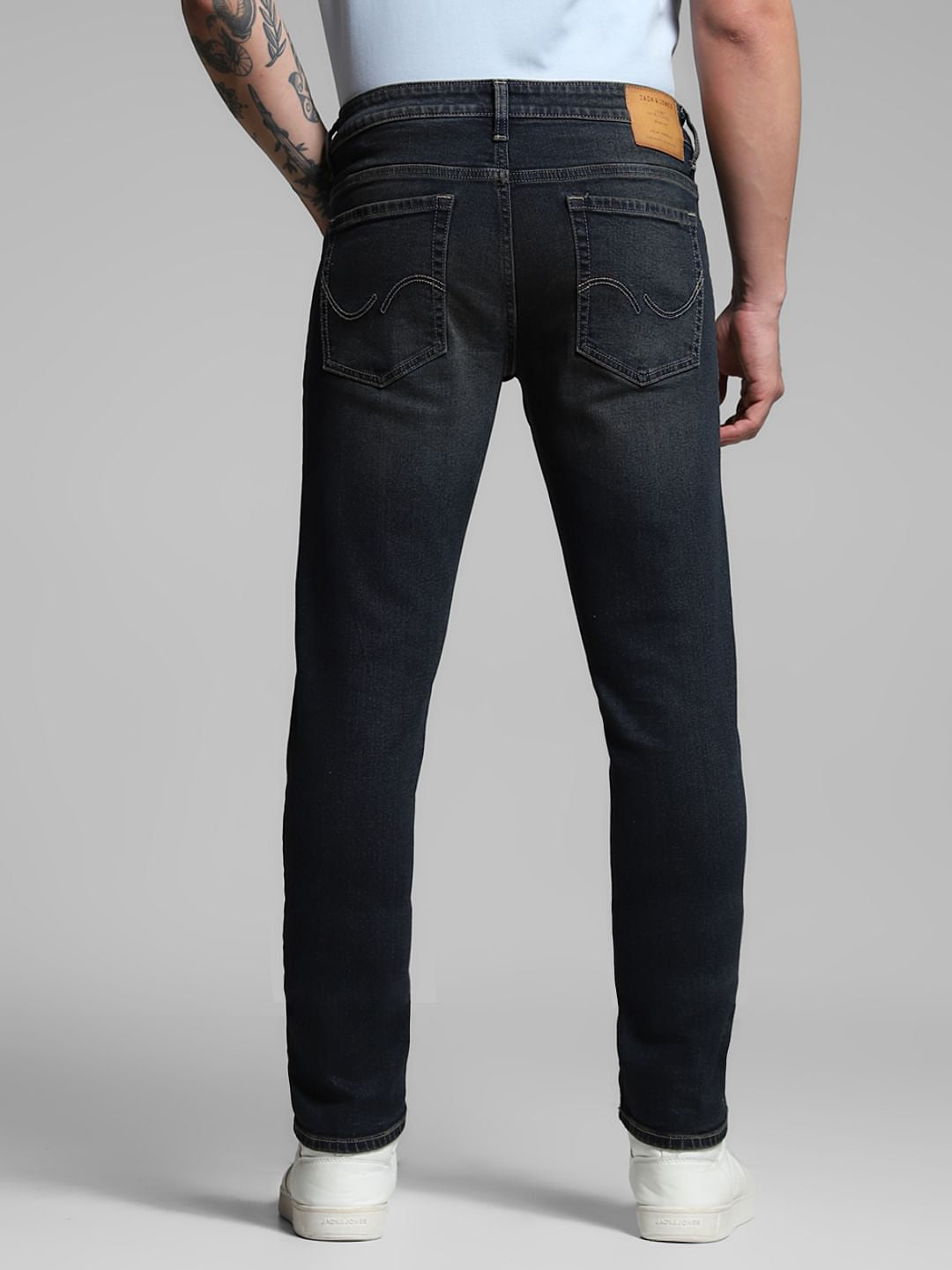 Dark Blue Distressed Glenn Slim Fit Jeans
