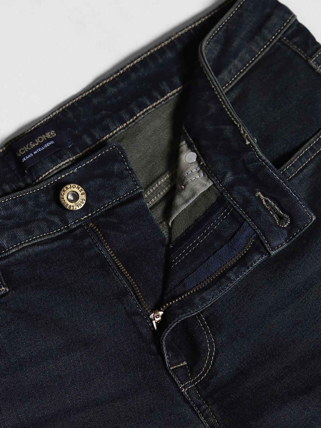 Dark Blue Distressed Glenn Slim Fit Jeans