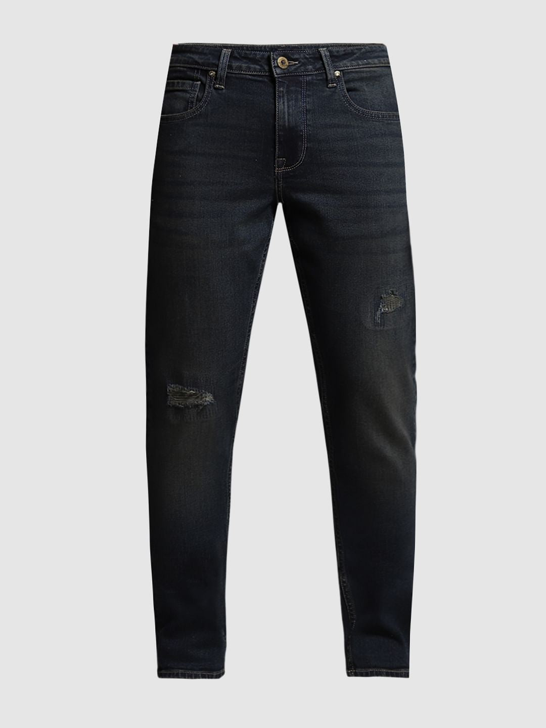 Dark Blue Distressed Glenn Slim Fit Jeans