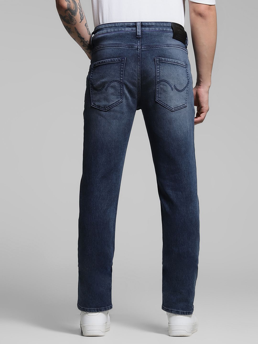 Dark Blue Knit Tim Slim Fit Jeans