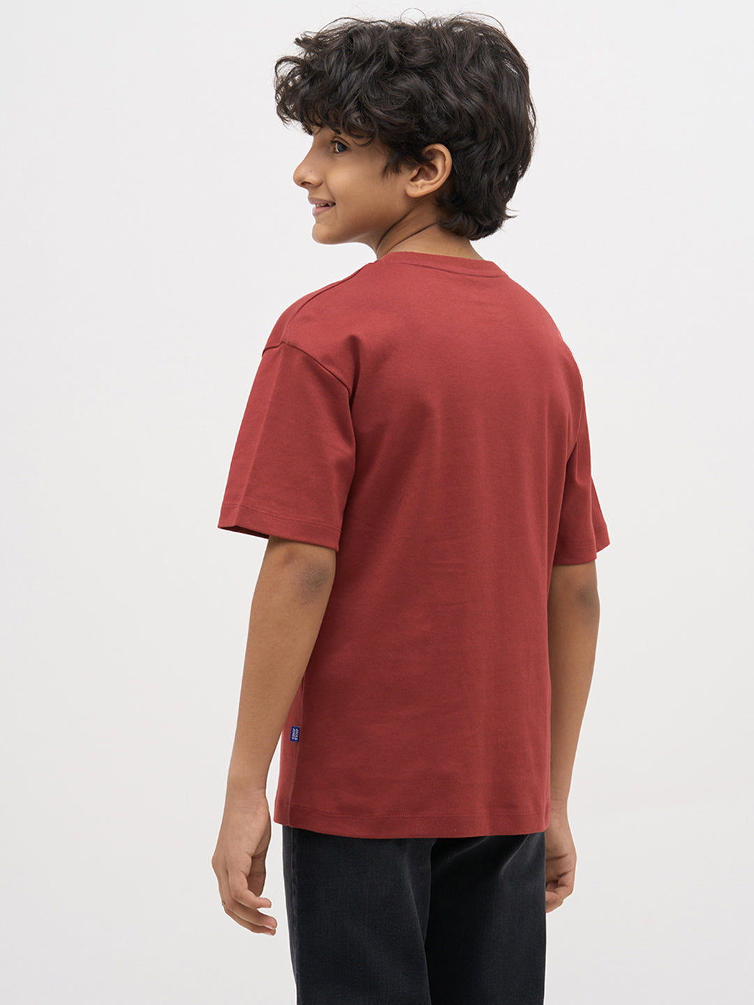 Rust Red Embroidered Print T-Shirt