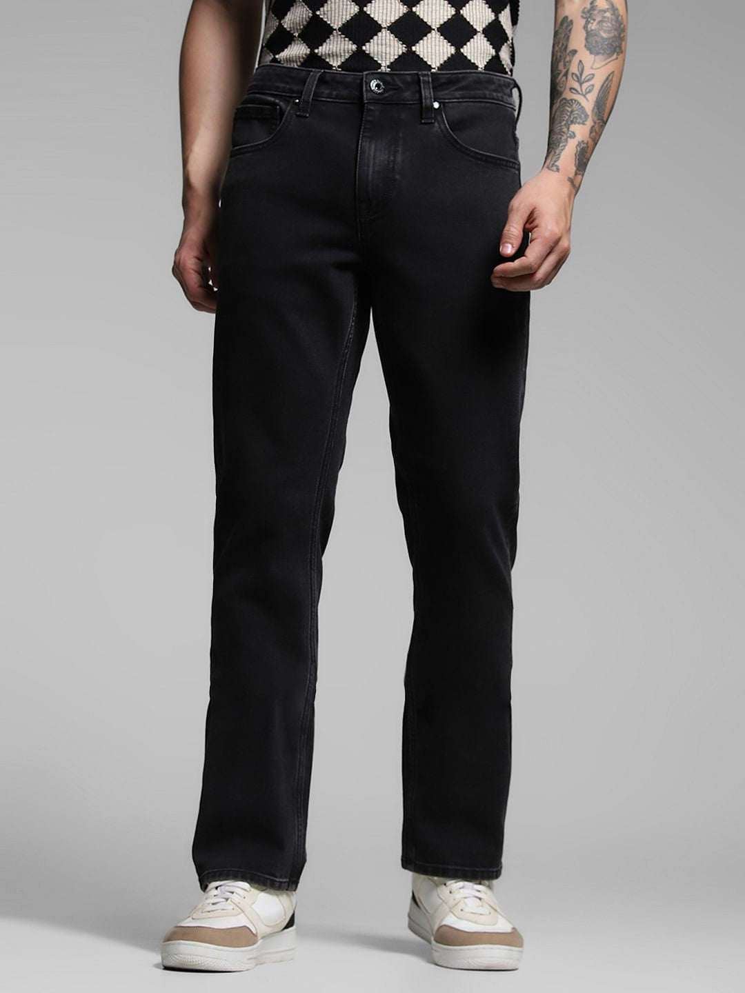 Black Low Rise Clark Regular Fit Jeans