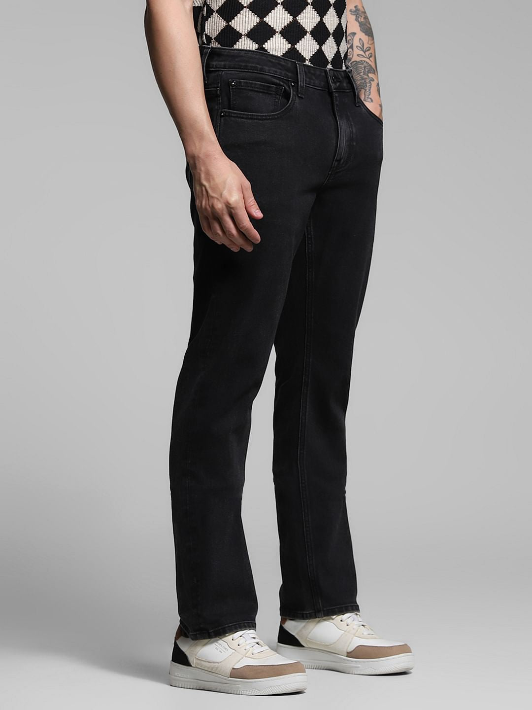 Black Low Rise Clark Regular Fit Jeans
