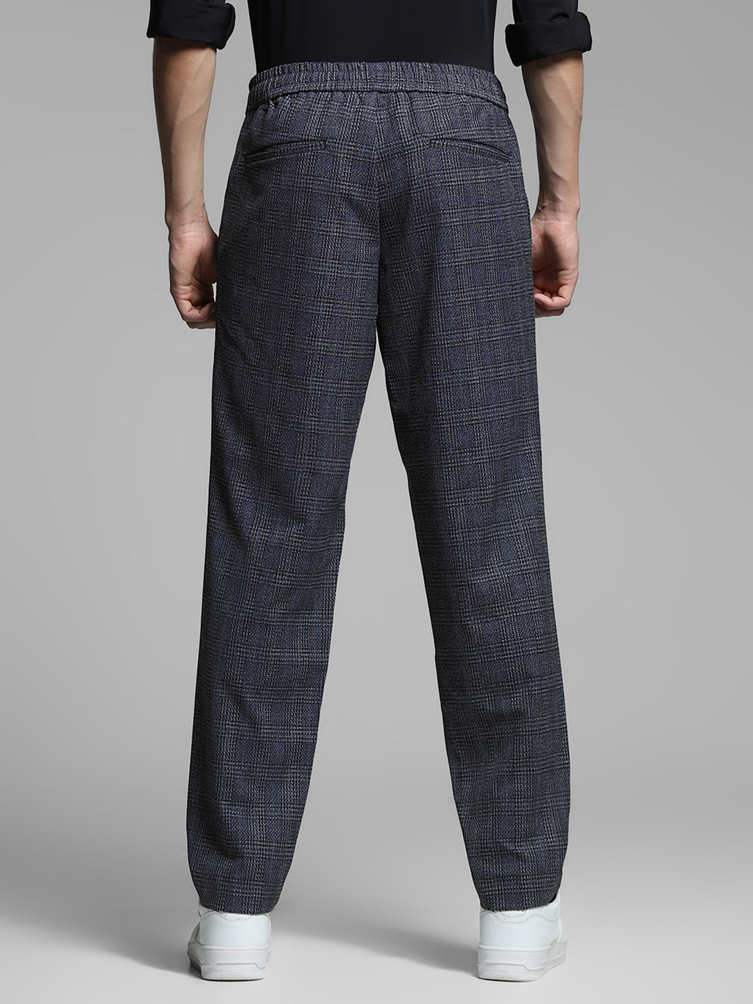 Black Check Print Slim Fit Chinos