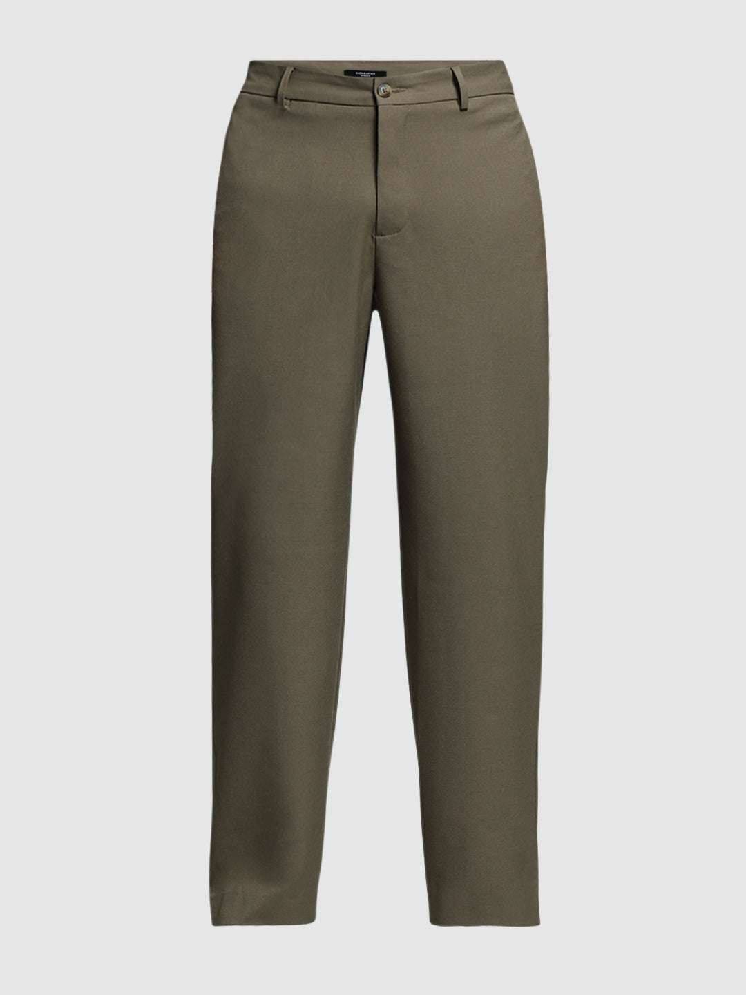 Men's Brown Solid Loose Fit Chinos With Button & Zip Fly