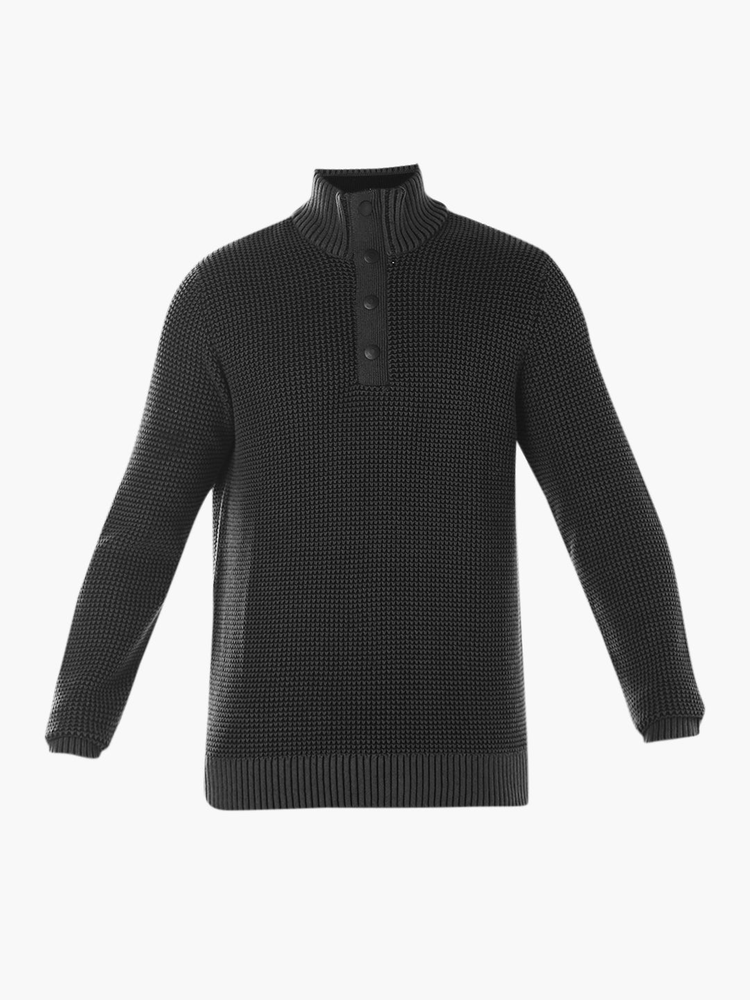 High-Neck Flat Knit - Black