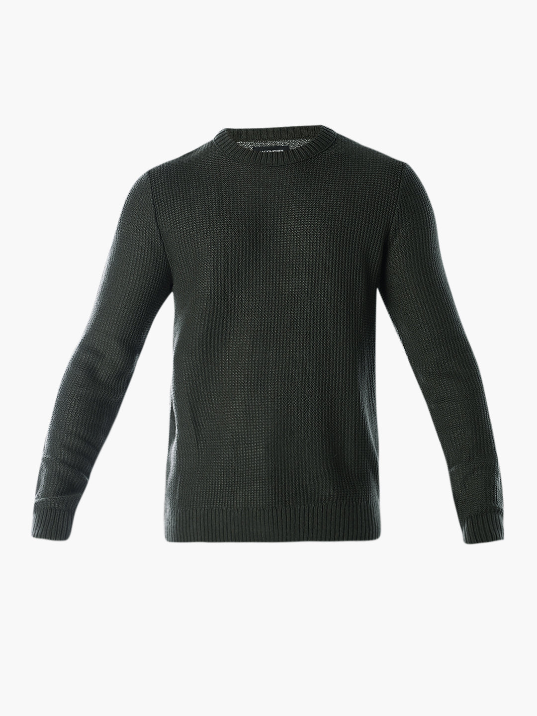 Green Cotton Flat Knit Pullover