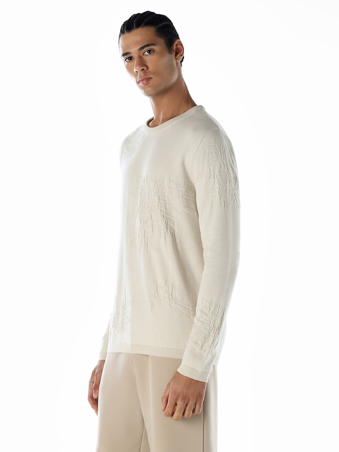 Printed Flat Knit Oversized Pullover