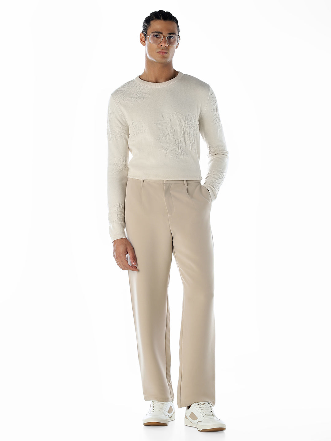 Printed Flat Knit Oversized Pullover