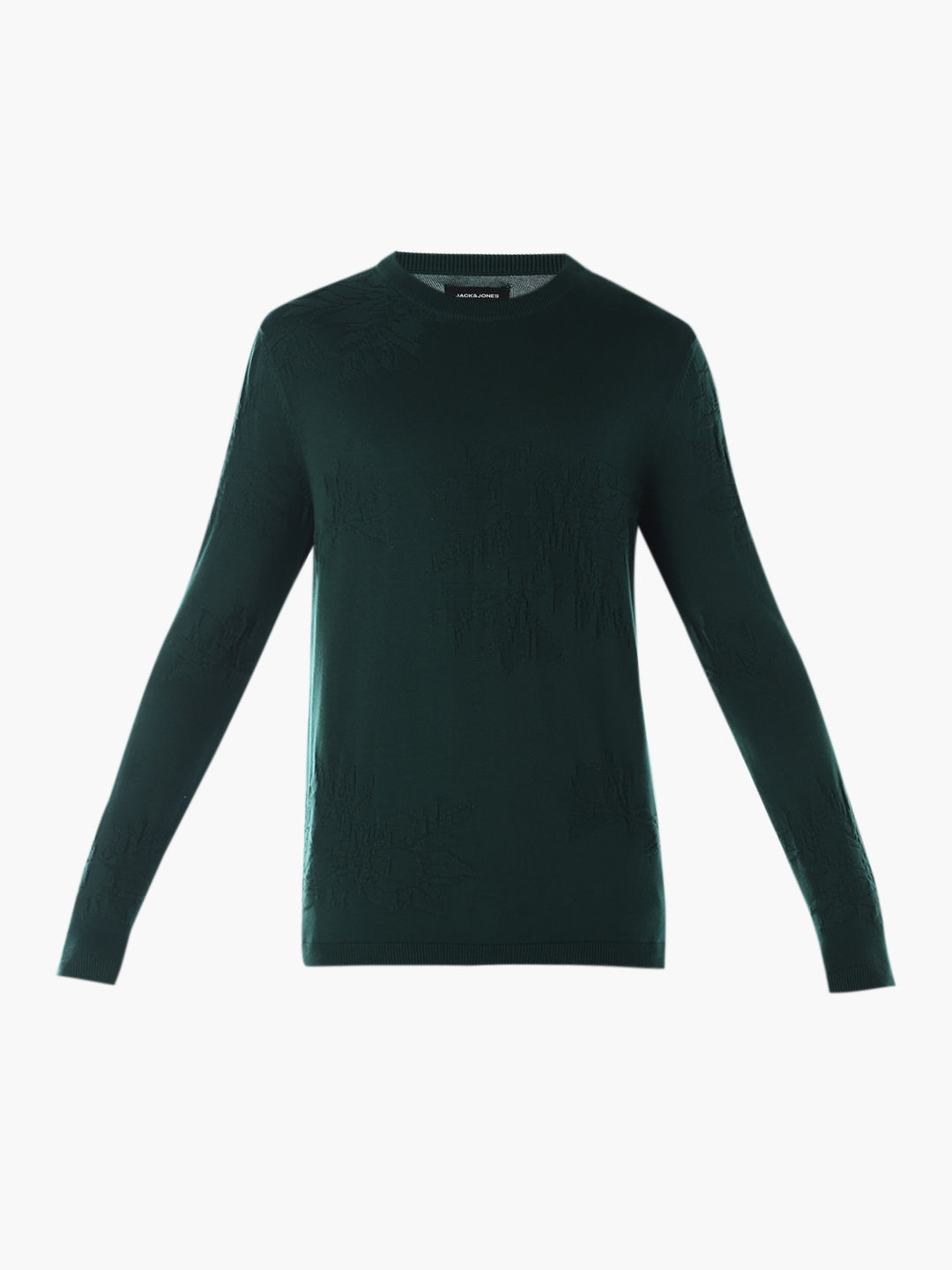 Printed Flat Knit Oversized Pullover - Green