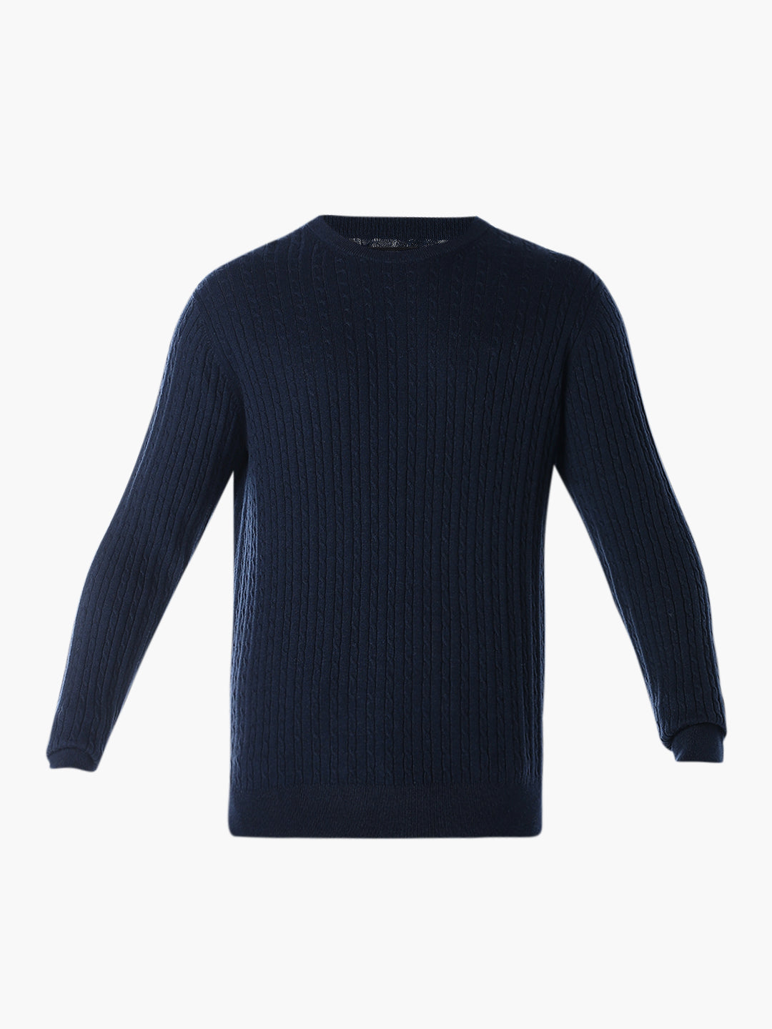 Navy Blue Flat Knit Pullover