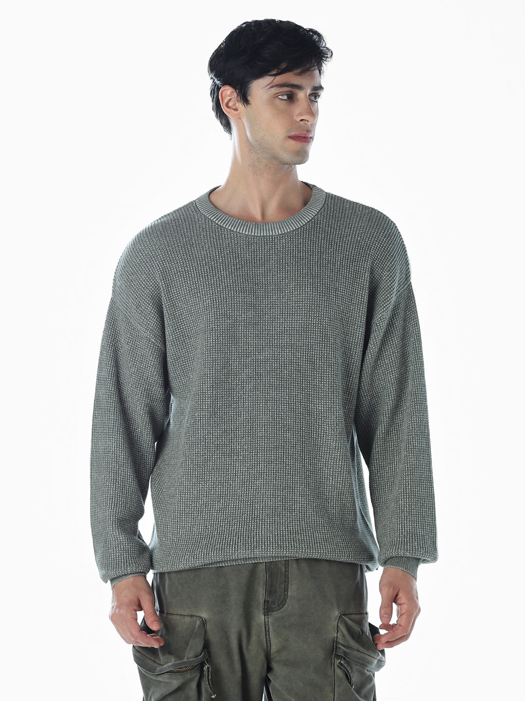 Textured Stretch Oversized Pullover
