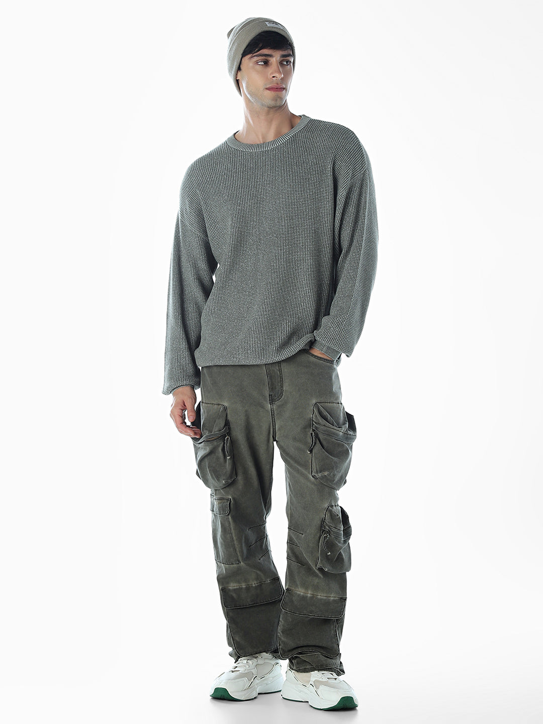 Textured Stretch Oversized Pullover