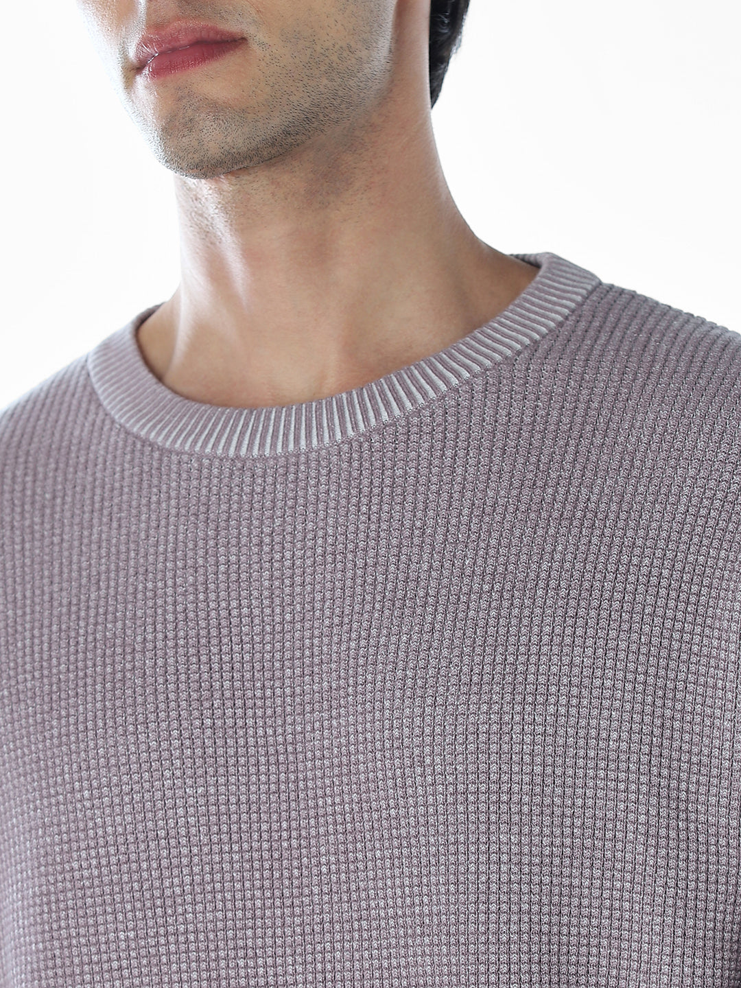 Textured Stretch Oversized Pullover - Grey