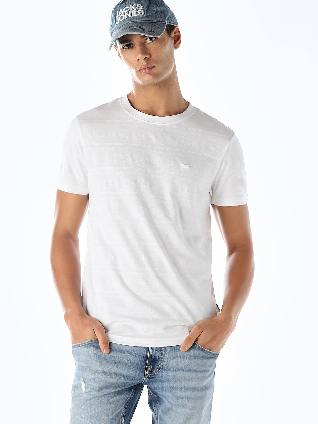 Jacquard Cotton T-shirt - White