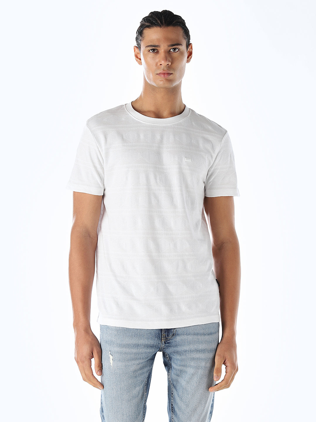 Jacquard Cotton T-shirt - White